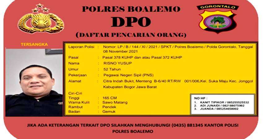 Bos Perusahaan Serai Wangi Diburu, Masuk DPO Polisi Terkait Dugaan Penipuan Mantan Bupati Boalemo