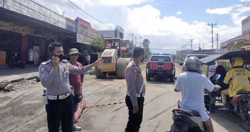 Pekerjaan Jalan di Kota Gorontalo Dihentikan Polisi