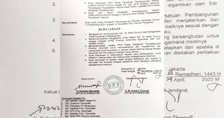 Ketua PPP Pohuwato Dipecat, Sri : Salah Saya Apa