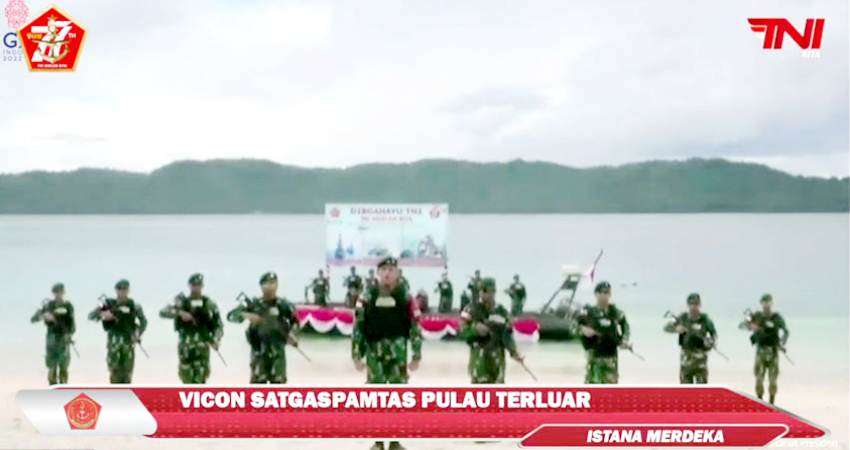 Peringatan HUT ke 77 Tentara Nasional Indonesia, Disapa Presiden, Prajurit Yonif 715/Motuliato Laporkan Kondisi Pulau Terluar