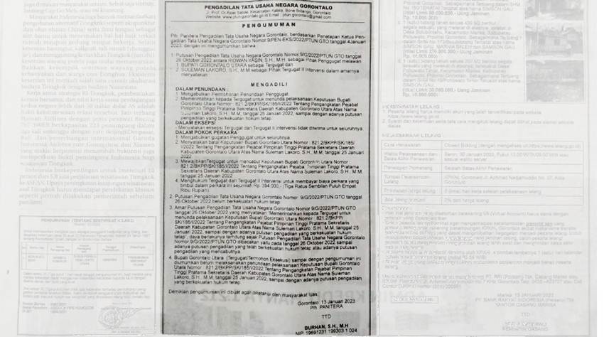 Kursi Sekda Gorut Belum Sah ?, PTUN Perintahkan Bupati Tunda Pengangkatan Sekda