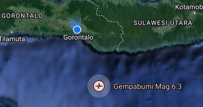 Titik gempa berpusat di 73 kilometer barat daya Kabupaten Bone Bolango.