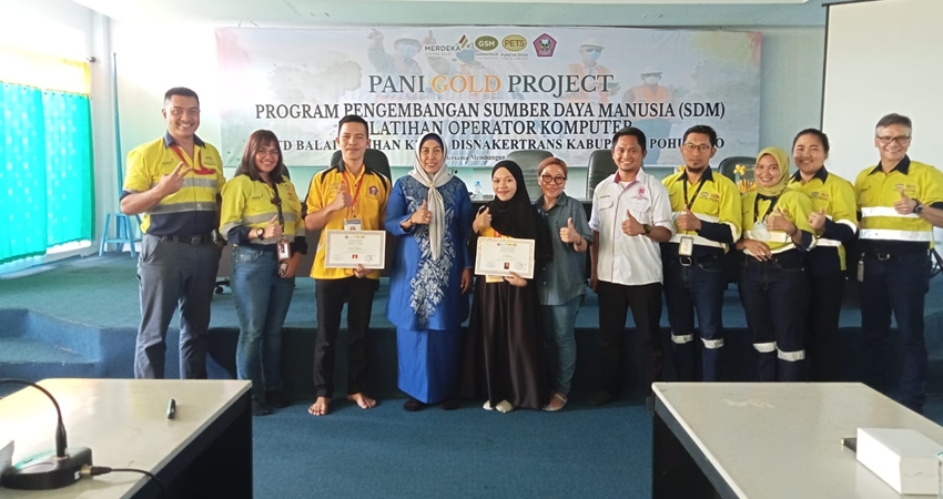 Pelaksanaan pelatihan Komputer, kerjasama Pani Gold Project dengan Balai Latihan Kerja (BLK) Kabupaten Pohuwato, resmi ditutup, Sabtu (18/03/2023).