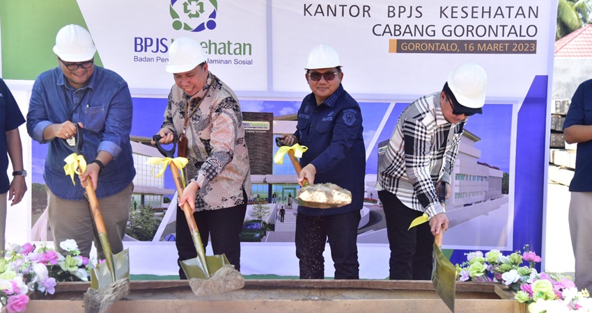 Suasana Groundbreaking kantor BPJS Kesehatan Provinsi Gorontalo, Kamis (16/3/2023). (Foto: Prokopim)