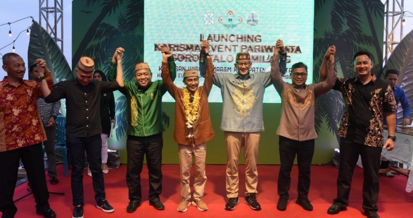 SUASANA Peluncuran sejumlah kegiatan pariwisata di Kabupaten Gorontalo yang dihadiri Menteri Pariwisata dan Ekonomi Kreatif Sandiaga Uno.