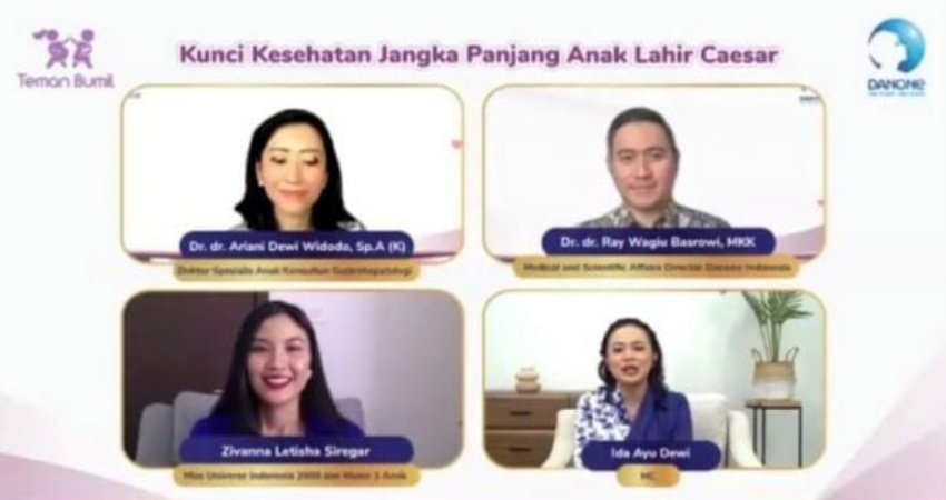 Webinar 'Bicara Gizi' yang bertema Kunci Kesehatan Jangka Panjang Anak Kelahiran Caesar. Foto: tangkapan layar webinar Danone