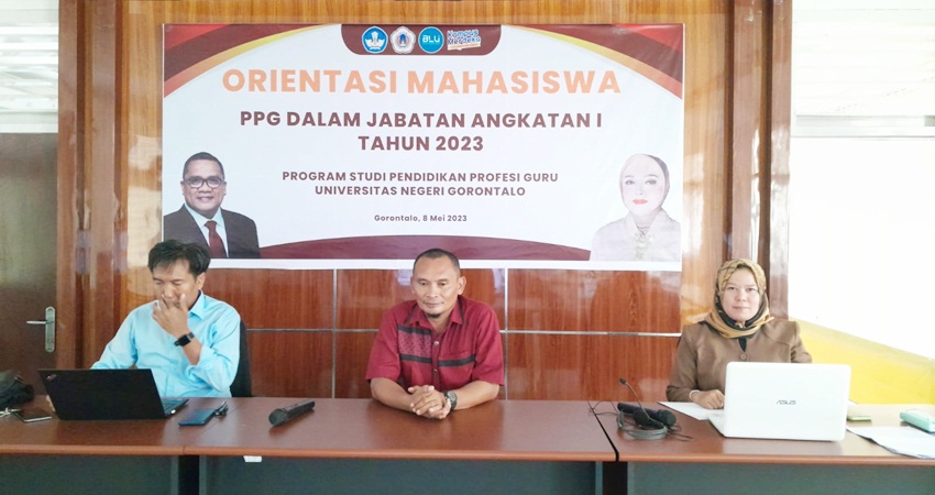 Pelaksanaan orientasi mahasiswa PPG dalam jabatan angkatan I tahun 2023. (Foto: Sriwahyuni Pontoh/ MG Gorontalo Post)