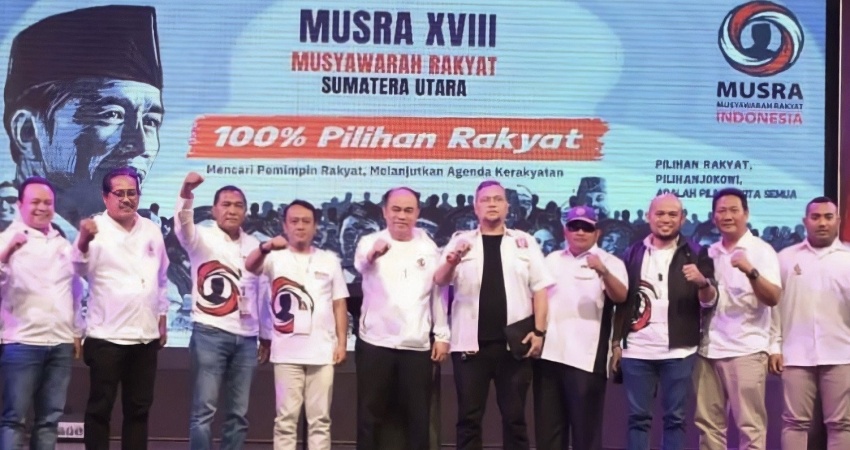 Ketua Panitia Musyawarah Rakyat (Musra) Panel Barus mengatakan nama Airlangga Hartarto menempati urutan pertama kandidat presiden pilihan Musra Sumut. Foto: Ist.