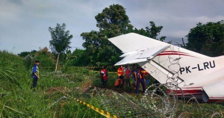 Pesawat tergelincir di Bandara Maleo, Morowali, Sulawesi Tengah, Kamis (11/5/2023).