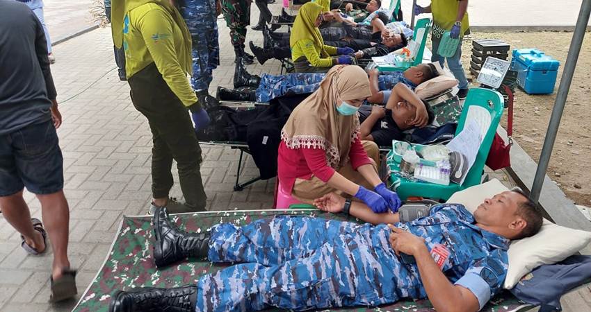 Donor Darah Sambut Hari Bakti TNI-AU, Satrad 224 Kwandang Kumpulkan 106 Kantong Darah