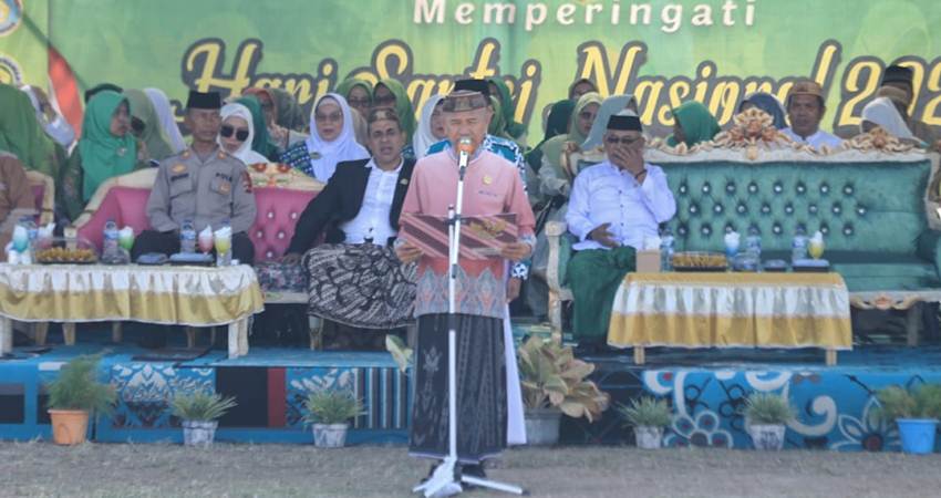 Bupati Saipul saat hadir dalam apel Akbar Hari Santri Nasional, Ahad (22/10/2023).