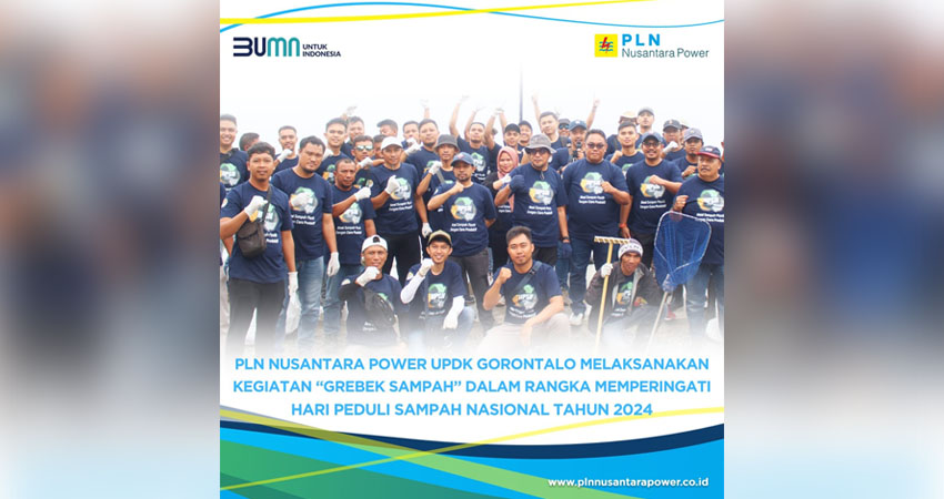 Foto bersama jajaran PLN NP UPDK Gorontalo usai melakukan aksi gerebek sampah,