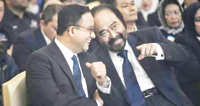 Calon Presiden RI, Anies Baswedan, bersama Ketua Umum Partai Nasdem, Surya Paloh