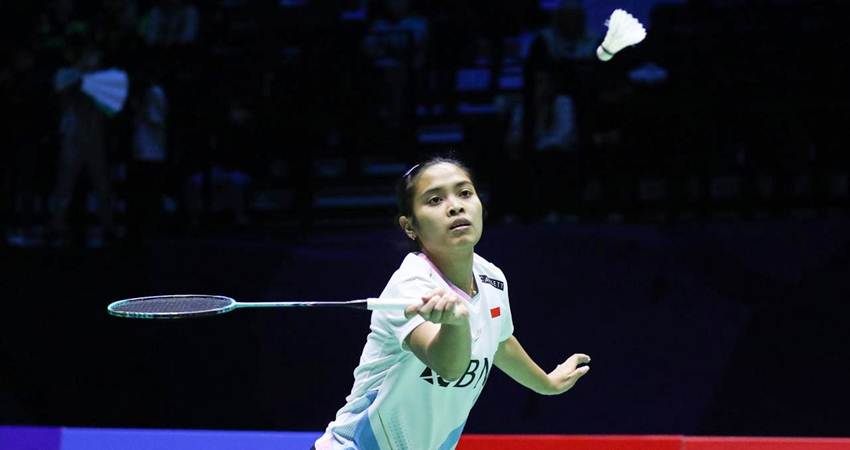 Tunggal putri Gregoria Mariska Tunjung saat berlaga pada ajang French Open 2024 di Arena Porte de la Chapelle, Paris, Kamis (7/3). Foto: Humas PP PBSI