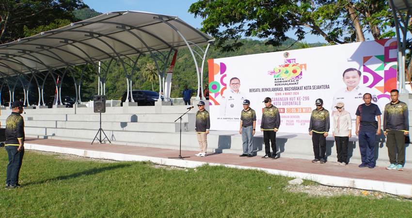 Suasana kegiatan pencanangan HUT ke-296 Kota Gorontalo, Senin (4/3/2024). (Foto: Prokopim)