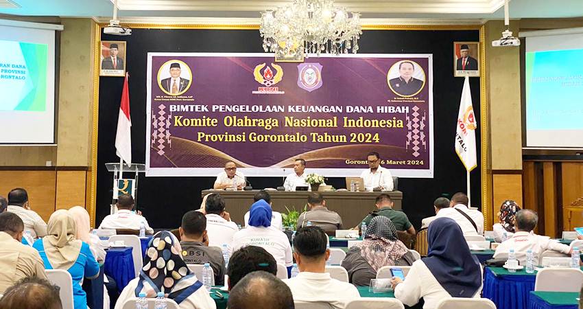 Pelaksanaan Bimtek Pengelolaan Keuangan Dana Hibah yang diselenggarakan KONI Provinsi Gorontalo.