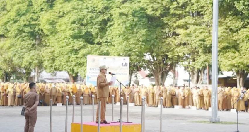 Suasana apel kerja yang diselenggarakan Pemerintah Kota Gorontalo beberapa waktu lalu.