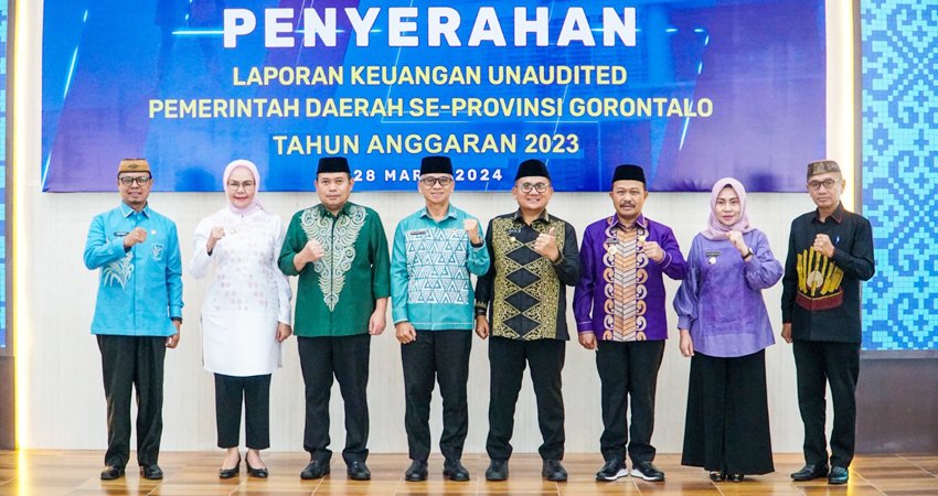 Penyerahan LKPD Unaudited TA 2023 ke BPK RI Perwakilan Provinsi Gorontalo, Kamis (28/3/2024) (F. Diyanti/Gorontalo Post)