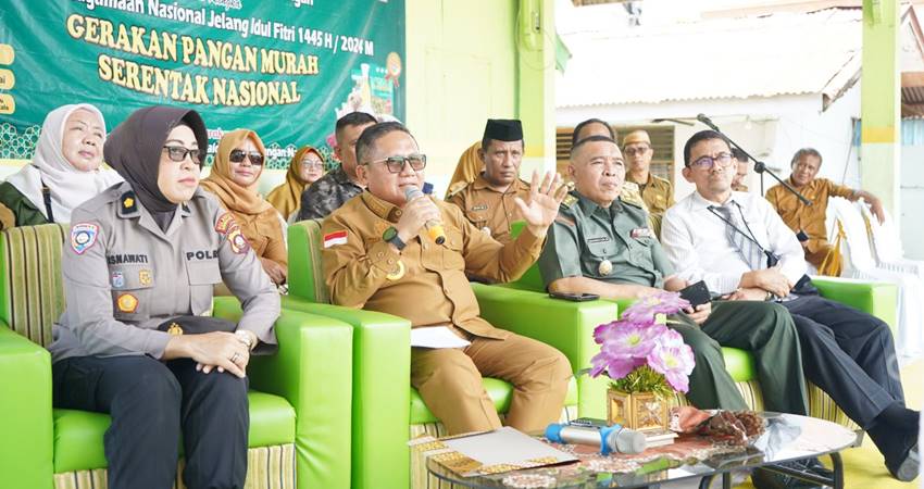 Wali Kota Gorontalo, Marten Taha ketika melaporkan kondisi inflasi di Kota Gorontalo pada Rakornas yang diselenggarakan bersamaan dengan kegiatan GPM, Senin (1/4/2024)