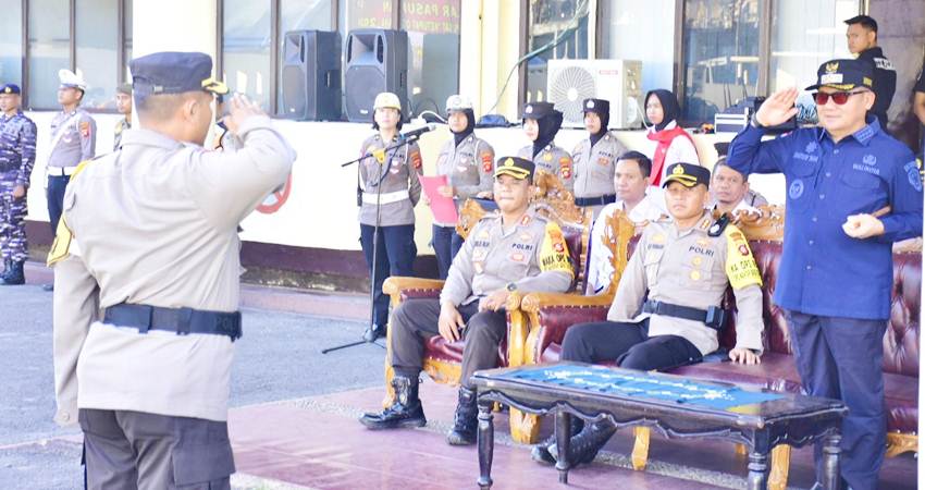 Wali Kota Gorontalo, Marten Taha ketika menghadiri apel gelar pasukan operasi otanaha yang digelar di Mapolresta Gorontalo Kota, Rabu (3/4/2023). (Foto: Prokopim)