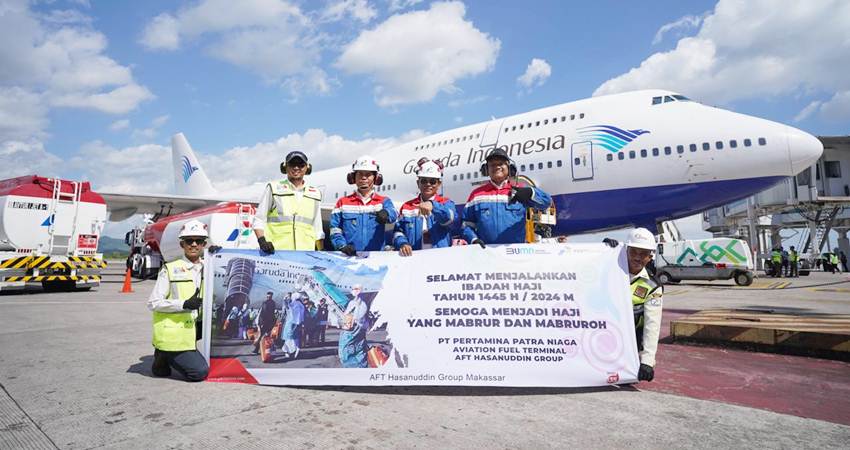 HAJI 2024 : PT Pertamina Patra Niaga Sulawesi menjamin ketersediaan bahan bakar avtur untuk kebutuhan penerbangan haji tahun 2024. (foto : dok / pertamina)