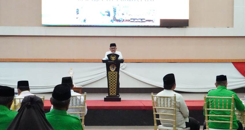 Suasana pelepasan 49 kafilah asal Kota Gorontalo yang akan berkompetisi di ajang MTQ tingkat Provinsi Gorontalo.