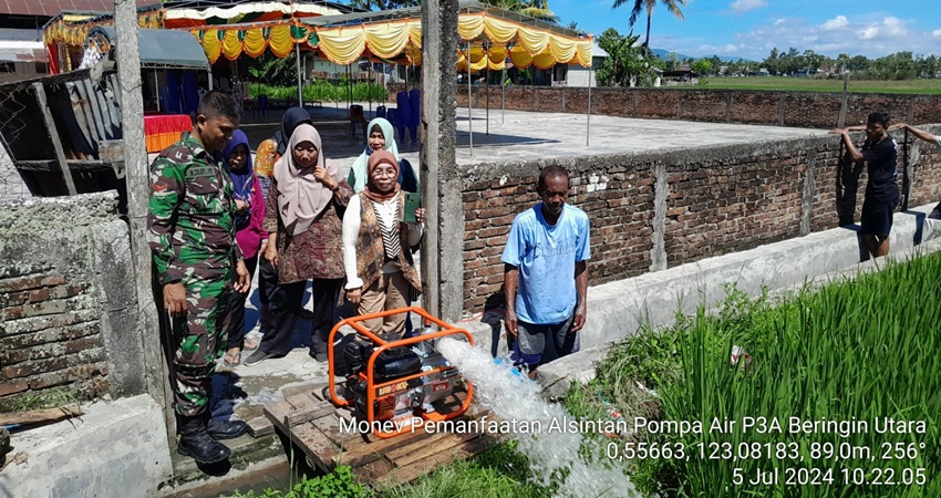Babinsa Kota Utara Cek Mesin Pompa Air Bantuan Kementerian Pertanian