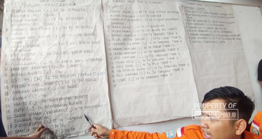 keluarga korban terus memantau data pencaharian orang hilang diposko SAR (foto Caisar/GP)