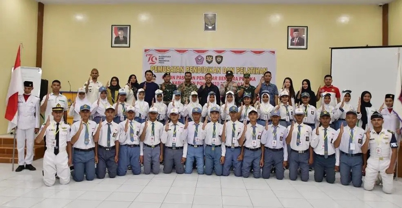 Sebanyak 30 calon Paskibraka Kabupaten Pohuwato Pohuwato saat ini menjalani pemusatan latihan untuk pengibaran Bendera Merah Putih, saat hari kemerdekaan 17 Agustus 2024, nanti. (foto : istimewa)