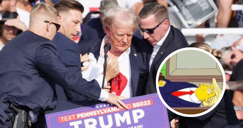 Ramalan The Simpsons soal Donald Trump meleset, masih hidup usai ditembak sniper.--