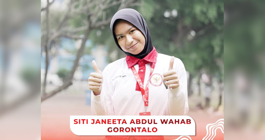 BERPRESTASI : Siti Janeeta Abdul Wahab, Paskibraka Nasional utusan Gorontalo, menggunakan hijab saat sesi latihan. (foto : @dppipusat_official)