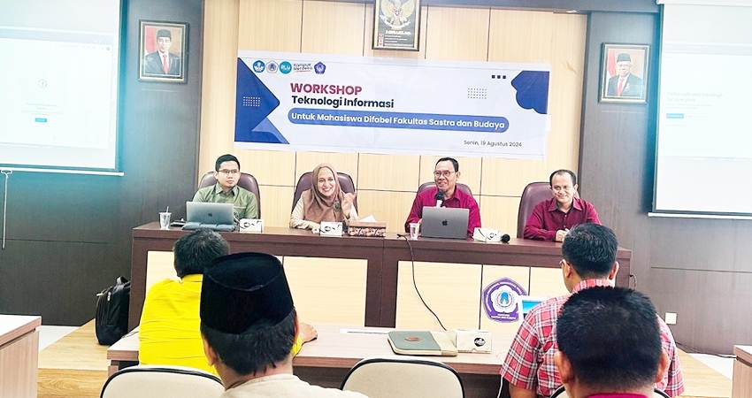 Pelaksanaan workshop teknologi informasi untuk mahasiswa difabel Fakultas Sastra dan Budaya, UNG. (foto : dok/ung)