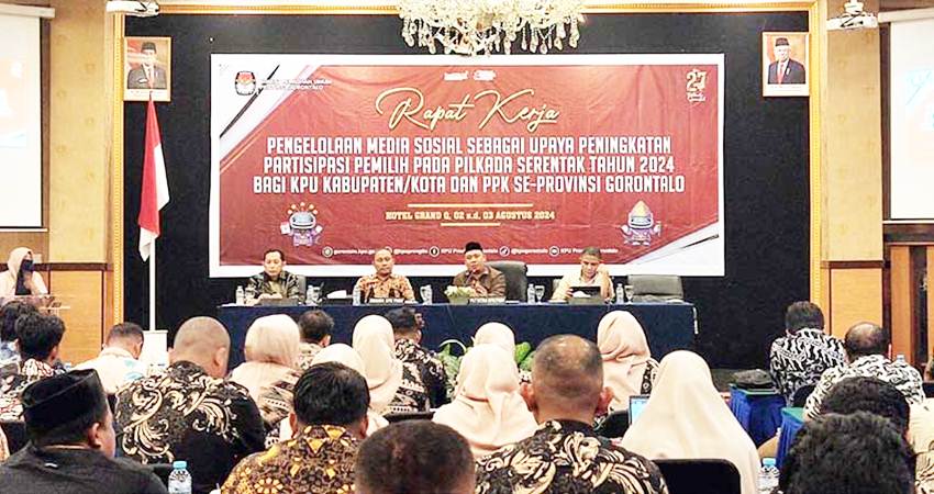 KPU menyelenggarakan rapat kerja pengelolaan media sosial sebagai upaya peningkatan partisipasi pemilih Pilkada serentak 2024. (foto : istimewa)