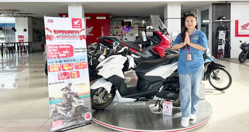 PROMO MERDEKA : Honda DAW menyediakan promo menarik bagi konsumen sepeda motor honda di Gorontalo selama periode agustus 2024. (foto : dok / daw)