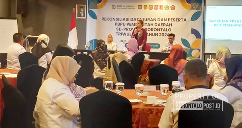Suasana pelaksanaan Rekonsiliasi Data Iuran peserta PBPU Pemerintah Daerah Se-Provinsi Gorontalo Triwulan III Tahun 2024. Rabu, (18/9) di Hotel Aston Kota Gorontalo. (Foto Lidya/Gorontalo Post)