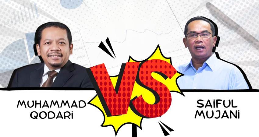 Ilustrasi dua pemilik mashab survei di Indonesia, Muhammad Qodari dan Saiful Mujani.--