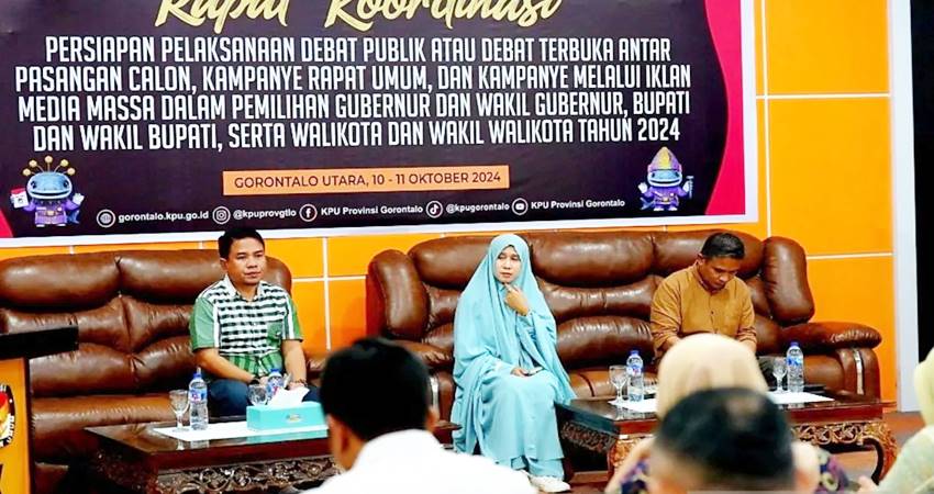 KPU Provinsi Gorontalo menggelar rapat koordinasi internal yang dihadiri oleh KPU kabupaten/kota bersama pihak Sekretariat se Provinsi Gorontalo, berlangsung di kantor KPU Gorontalo Utara. (ANTARA/HO-Humas KPU Provinsi Gorontalo) (KPU Provinsi Gorontalo)