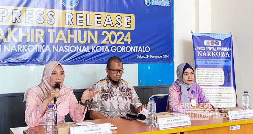 Suasana press release di BNN Kota Gorontalo, Selasa (24/12/2024). (F. Diyanti/Gorontalo Post)