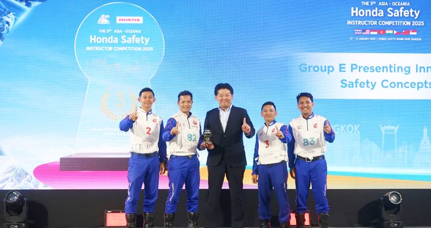 Instruktur safety riding PT Astra Honda Motor, berhasil meraih prestasi pada The 3rd Asia-Oceania Honda Safety Instructor Competition 2025, di Bangkok, Thailand. (Foto : dok/ahm)