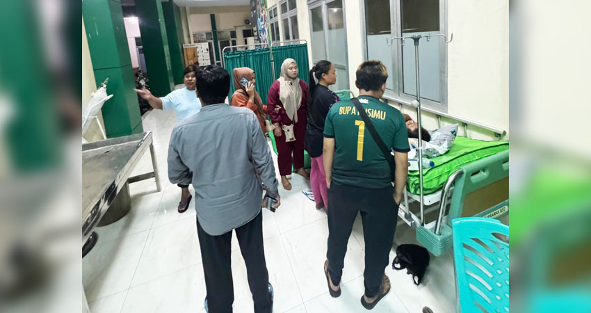 Kondisi pasien kecelakaan yang dilakukan pelayanan di ruangan Puskesmas Global Tibawa.