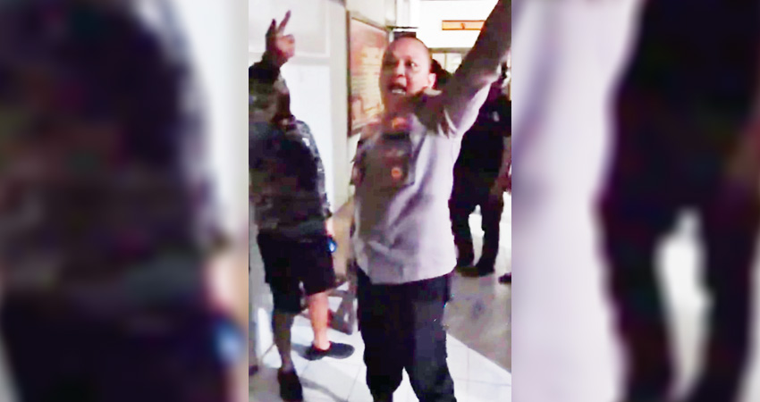 Tangkapan layar vidio perdebatan antara Kapolres Boalemo dan Bos PETI di ruang Kasat Reskrim Polres Boalemo, Rabu (04/06).