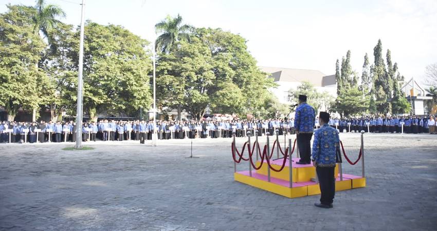 Suasana apel Korpri yang diselanggarakan Pemerintah Kota Gorontalo pada Selasa (17/6/2025) di Lapangan Taruna Remaja. (Foto: Prokopim)
