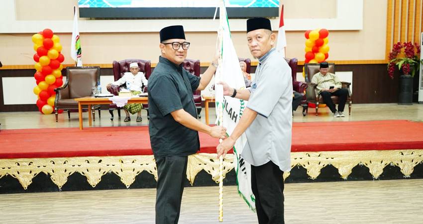 Suasana pelepasan delegasi Kota Gorontalo yang akan mengikuti STQH tingkat Provinsi Gorontalo oleh Wakil Wali Kota Gorontalo, Indra Gobel, pekan kemarin. (Foto: Prokopim)