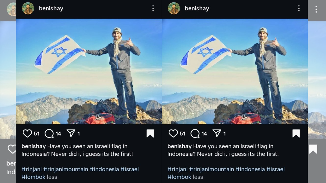 Viral, WNA Kibarkan Bendera Israel di Gunung Rinjani