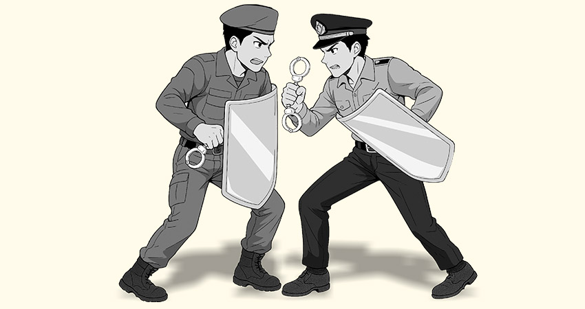 Ilustrasi Satpol Vs Polisi