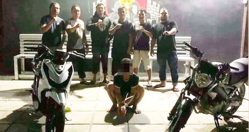 Tersangka curanmor BAKM (23), warga Kota Palu, Sulawesi Tengah diciduk Polda Gorontalo saat kabur ke wilayah Bolmong, Sulut.