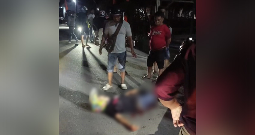 Korban bersimbah darah dalam kondisi tidak bernyawa di ruas jalan Desa Lawonu Kecamatan Tilango Kabupaten Gorontalo, Rabu (13/8/25) malam.
