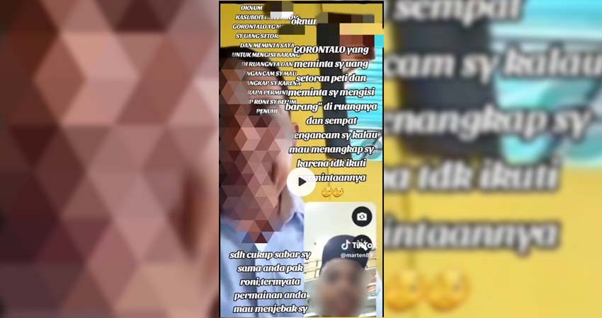 Potongan vidio oknum perwira polisi di Gorontalo yang diduga meminta jatah kepada salah seorang penambang ilegal melalui vidio call WhatsApp.