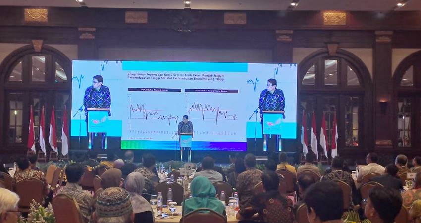 Menkeu Purbaya Yudhi Sadewa saat tampil di GREAT Institute.--