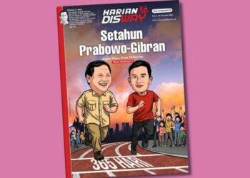 Cover Harian Disway, setahun Prabowo-Gibran.--